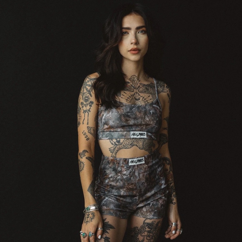 Hell Babes Camo Ribbed Biker Shorts Sz XL